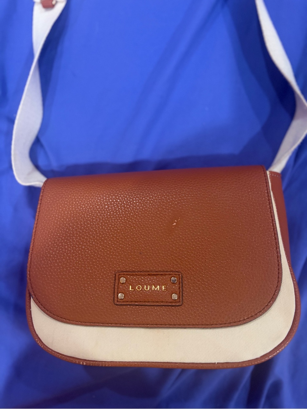 Two-Tone Brown and Cream Crossbody Bag